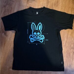 Psycho Bunny Black Tee with Aqua Graphic